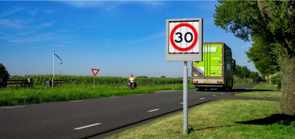 Dynamic speed limit sign the Netherlands